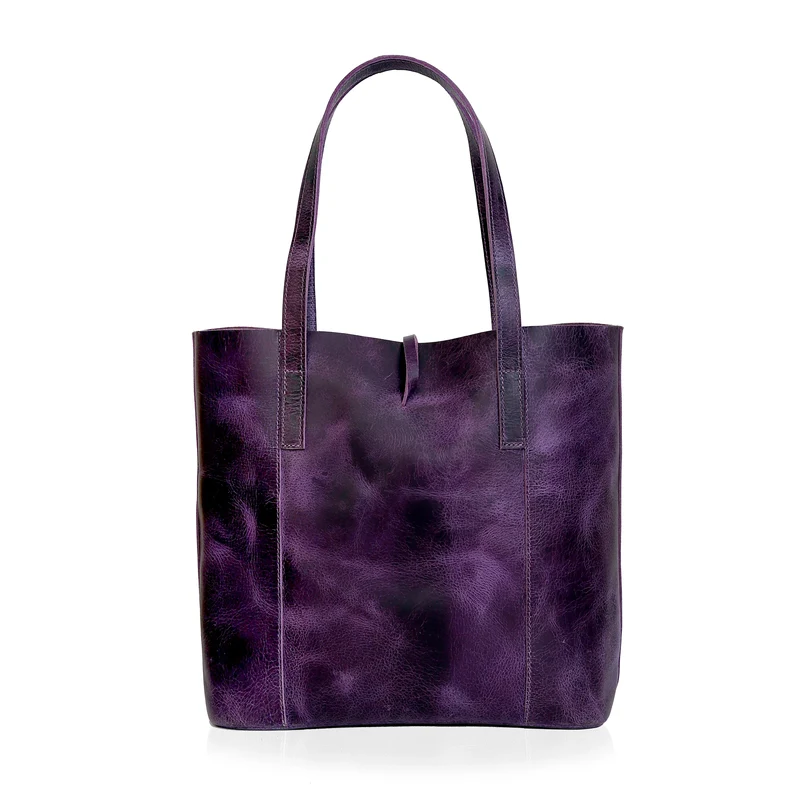 Verona Leather Tote Bag - Purple
