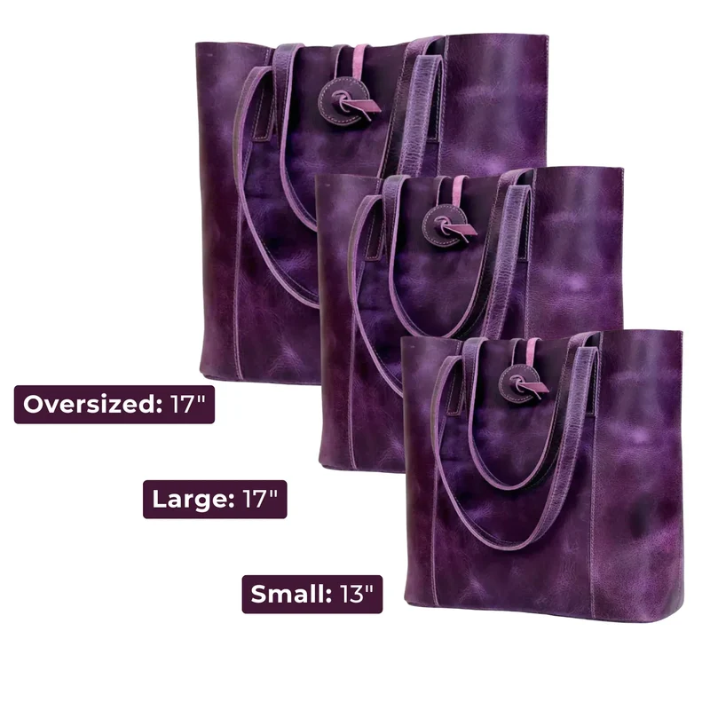 Verona Leather Tote Bag - Purple