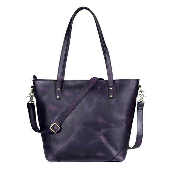 Purple Portland Buffalo Leather Tote Bag for Women