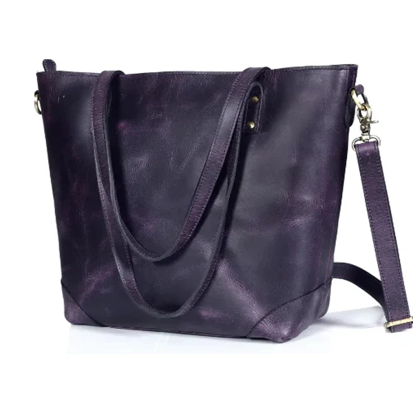 Purple Portland Buffalo Leather Tote Bag for Women