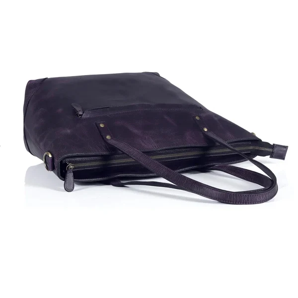 Purple Portland Buffalo Leather Tote Bag for Women