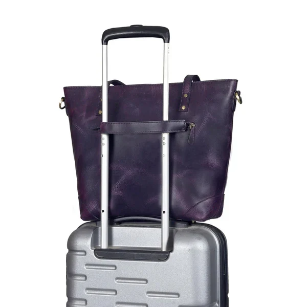 Purple Portland Buffalo Leather Tote Bag for Women
