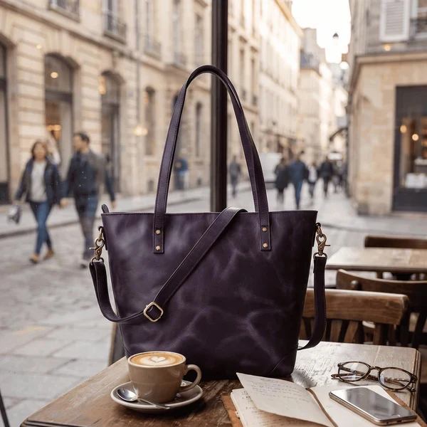 Purple Portland Buffalo Leather Tote Bag for Women