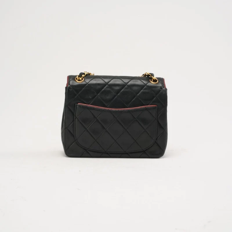 Chanel Vintage Mini Timeless Flap, Schwarz und Burgunderrot, 1991