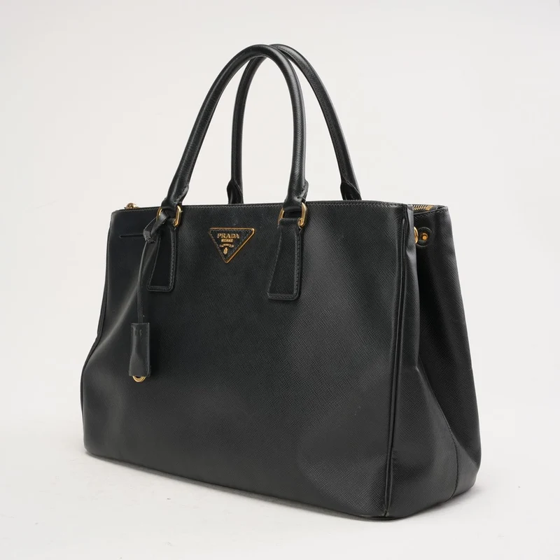 Prada Schwarze Saffiano Medium Galleria Zip Tote Leder