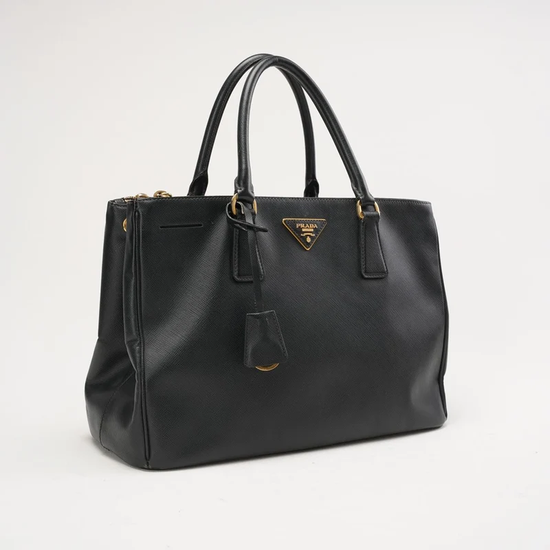 Prada Schwarze Saffiano Medium Galleria Zip Tote Leder