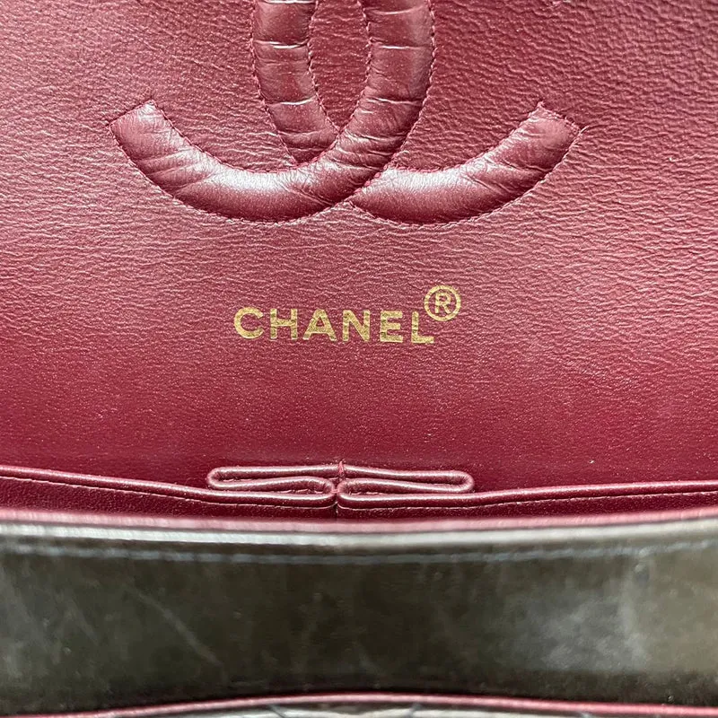 Chanel Vintage Medium Classic Double Flap Leder Schwarz 1999