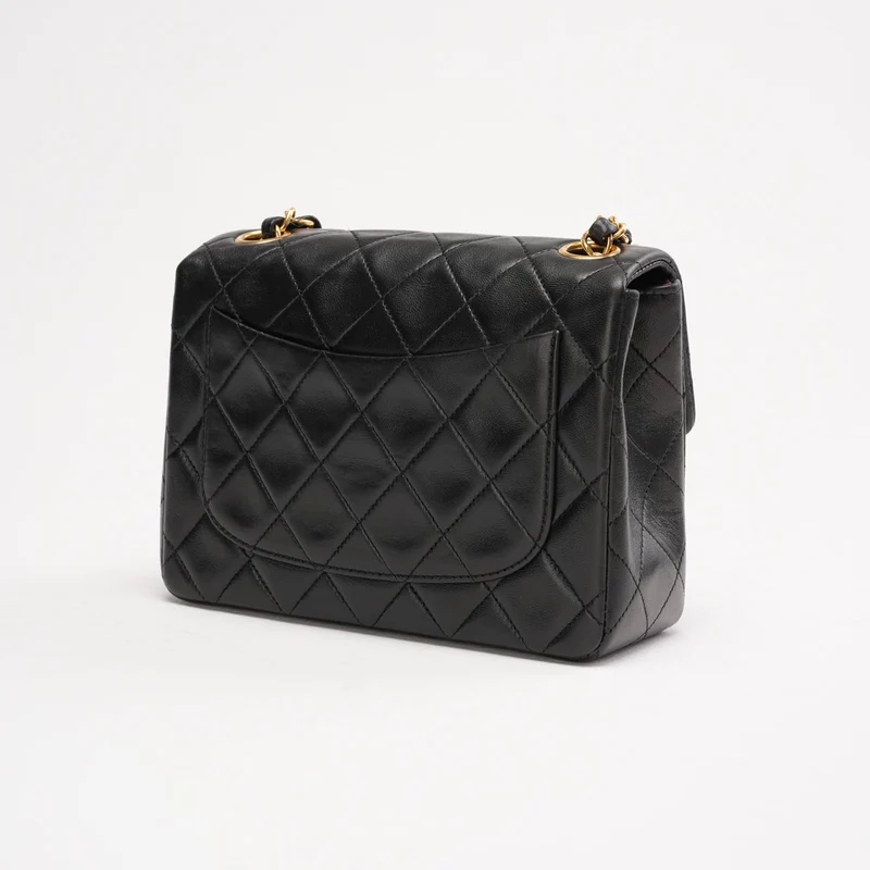 Chanel Vintage Mini Square Classic Flap Bag aus Lammleder, Schwarz, 1996