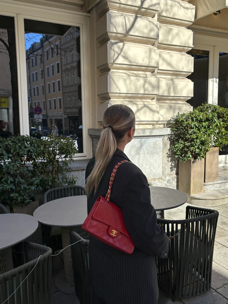 Chanel Vintage Medium Double Flap Lammleder Rot 1991