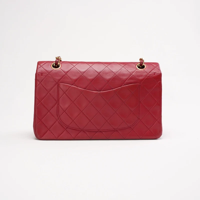 Chanel Vintage Medium Double Flap Lammleder Rot 1991