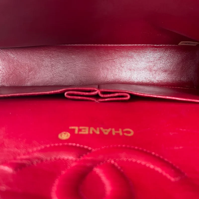 Chanel Vintage Medium Double Flap Lammleder Rot 1991