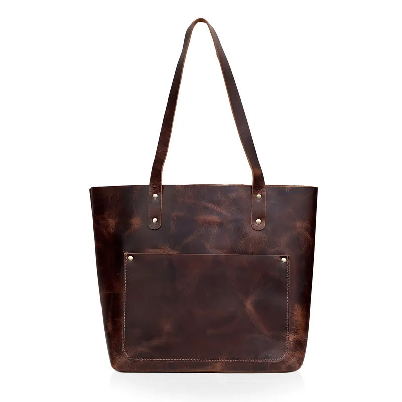 Bella Buffalo Leather Tote Bag Brown