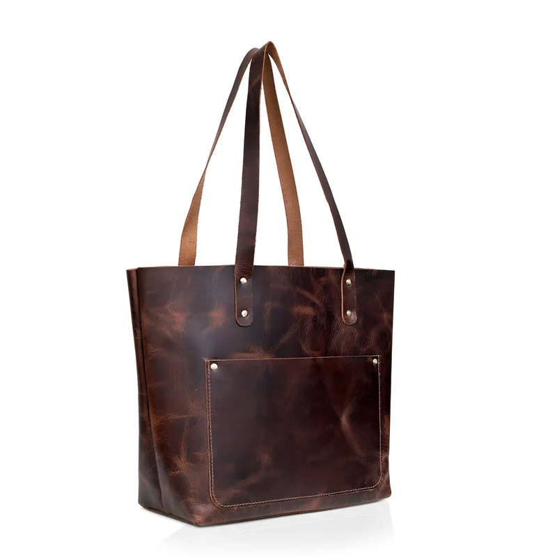Bella Buffalo Leather Tote Bag Brown