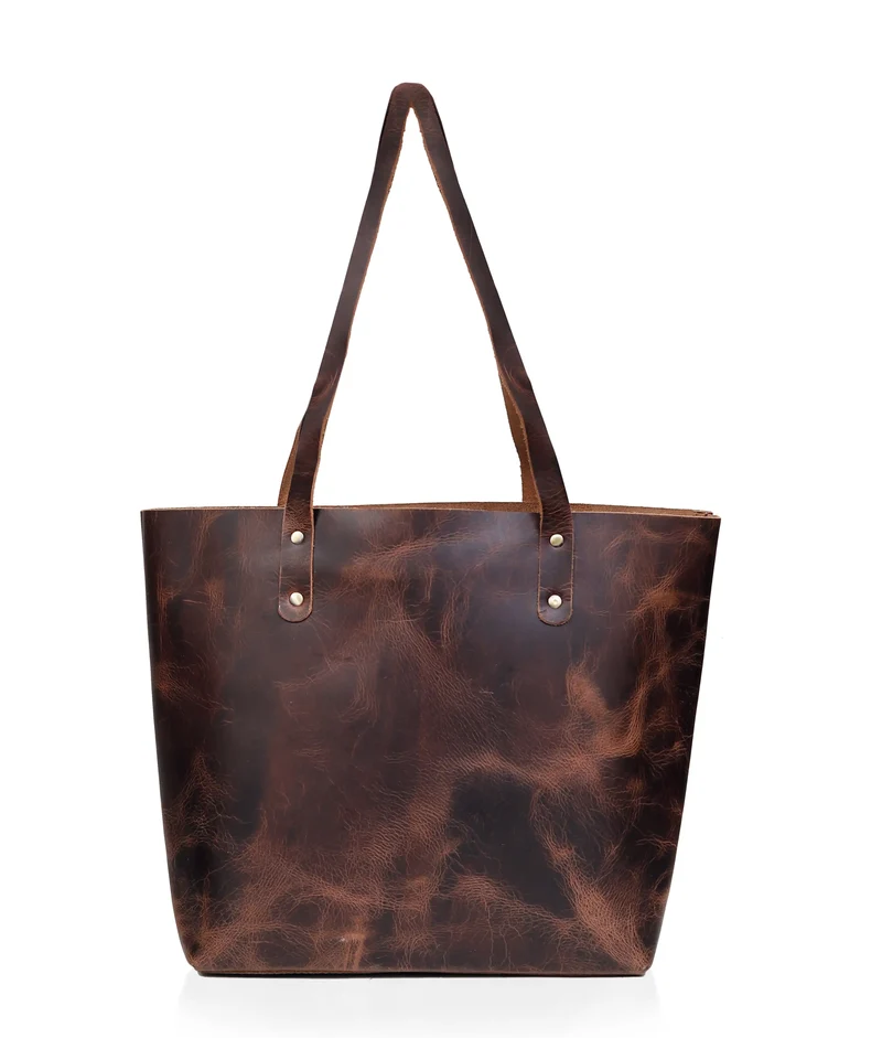 Bella Buffalo Leather Tote Bag Brown