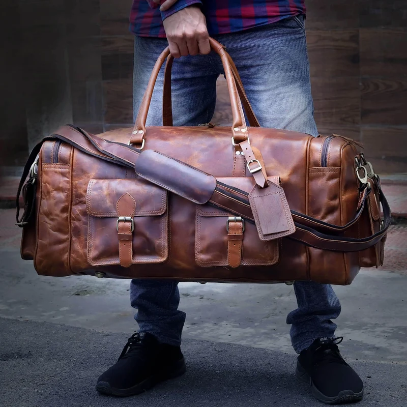New Jersey Leather Duffel Bag - Tan