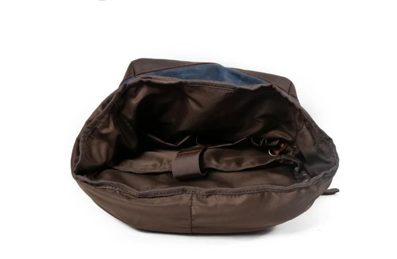 Black Canvas Backpack Purse – Waxed Cotton & Leather Accent