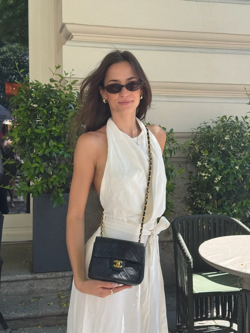 Chanel Vintage Mini Square Classic Flap Lammleder, Schwarz, 1996