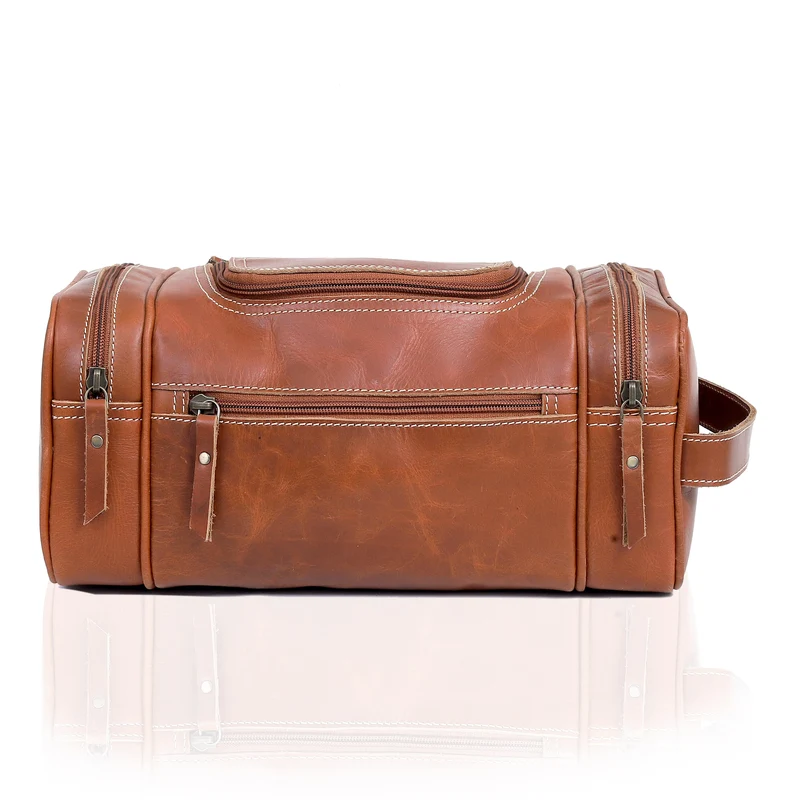 Brown Leather Toiletry & Dopp Kit Combo for Men & Women