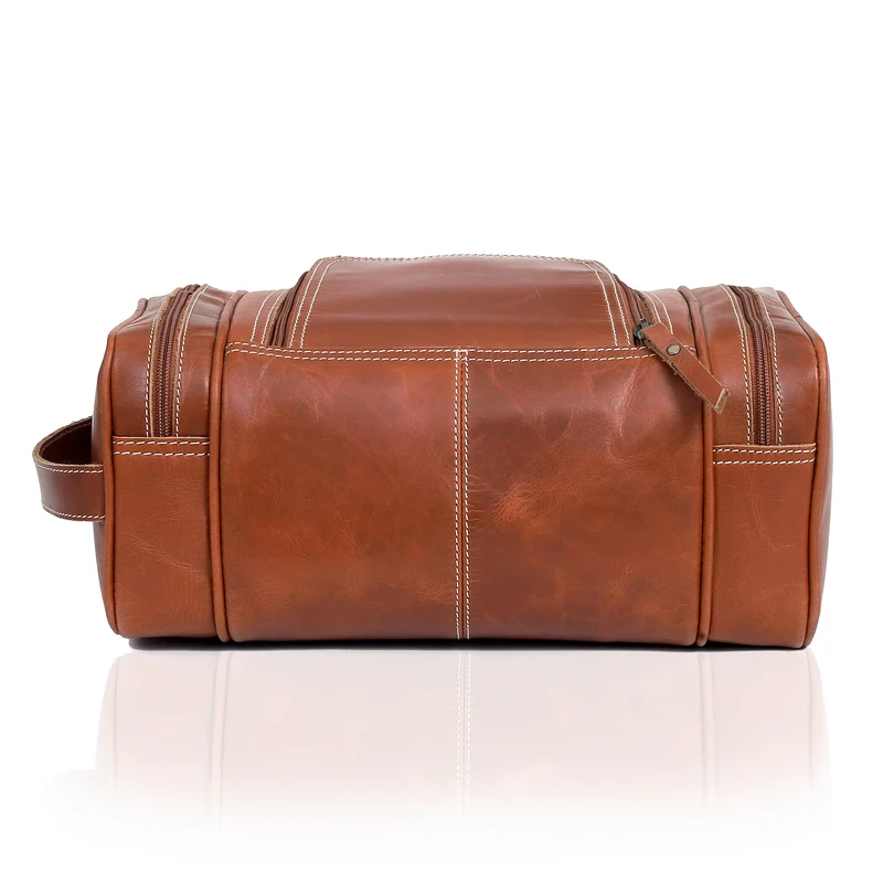 Brown Leather Toiletry & Dopp Kit Combo for Men & Women