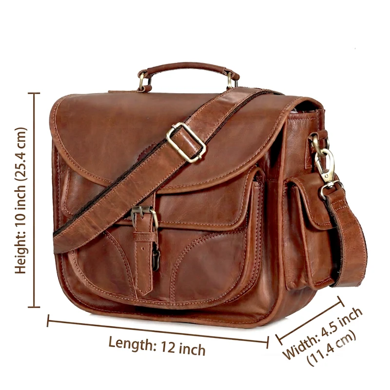 Camera Leather Crossbody Bag - Tan