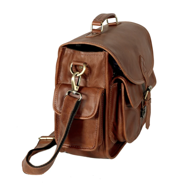 Camera Leather Crossbody Bag - Tan