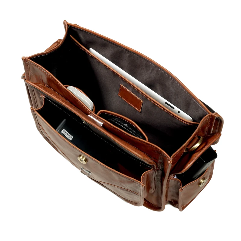 Camera Leather Crossbody Bag - Tan