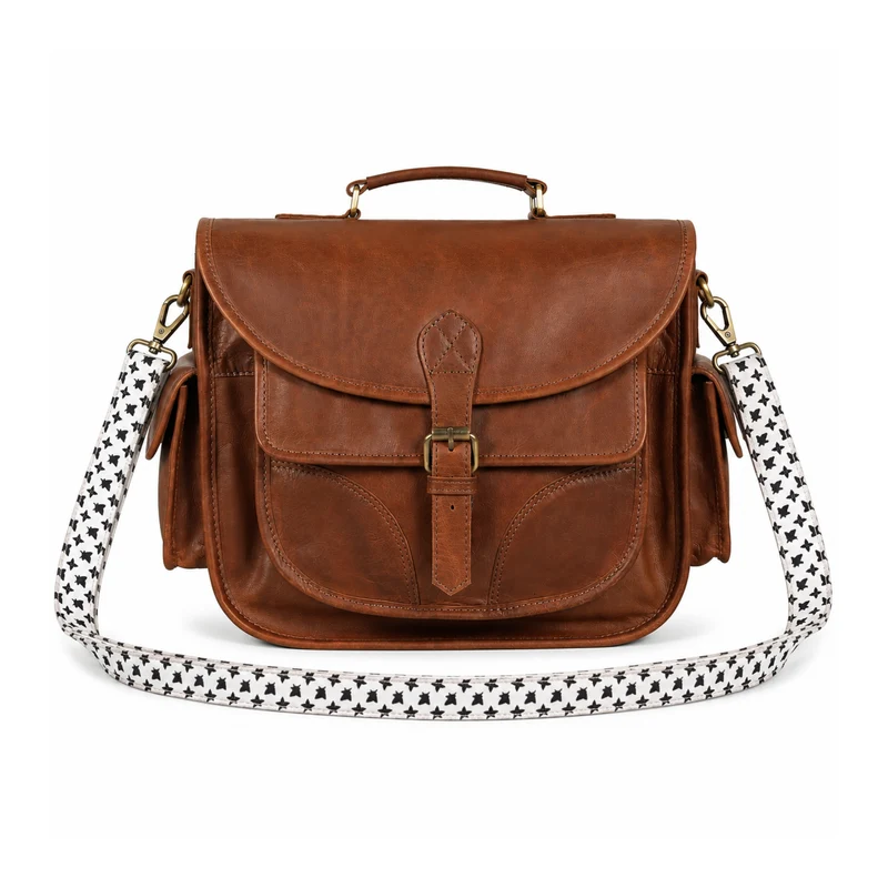 Camera Leather Crossbody Bag - Tan