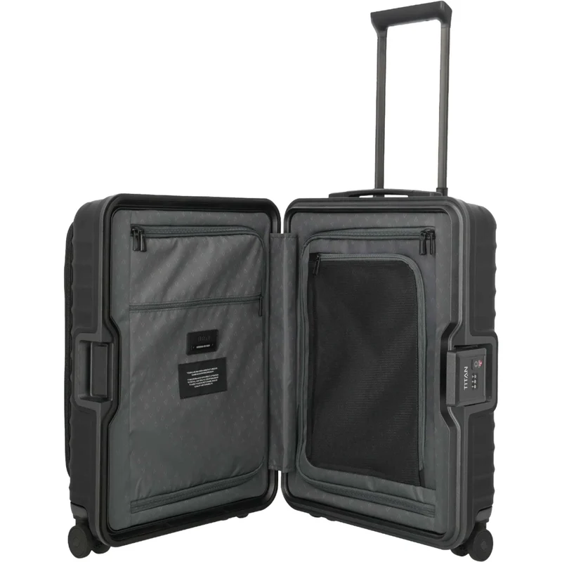 TITAN OVERSEAS 4-Rad-Bordtrolley S+ mit Vortasche 55 cm -Nightshade black