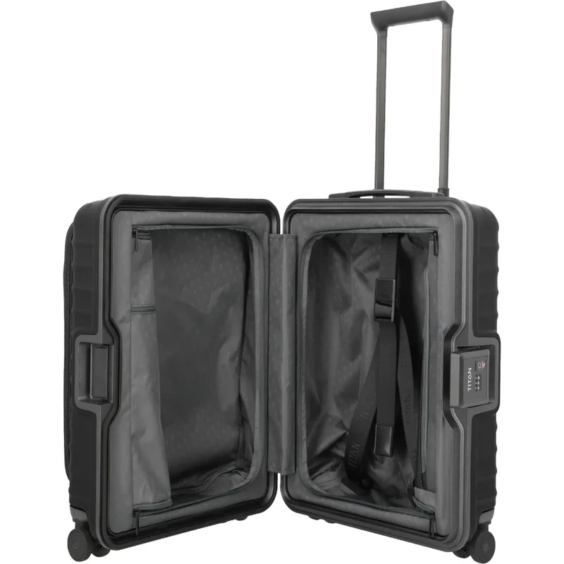 TITAN OVERSEAS 4-Rad-Bordtrolley S+ mit Vortasche 55 cm -Nightshade black
