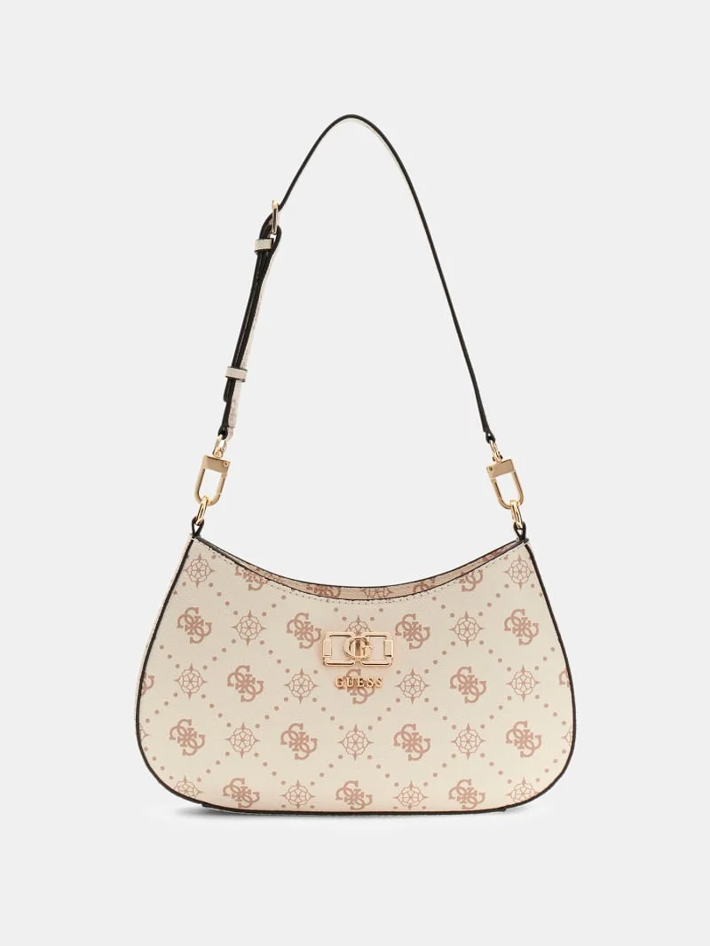 GUESS Emelie Logo Schultertasche – Beige