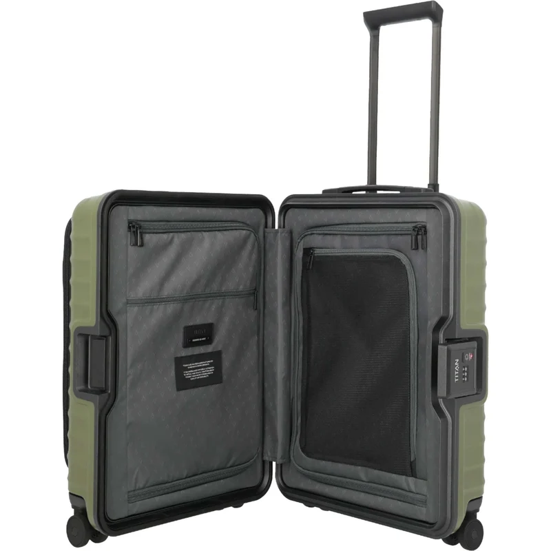 TITAN OVERSEAS 4-Rad-Bordtrolley S+ mit Vortasche 55 cm -Forest Green