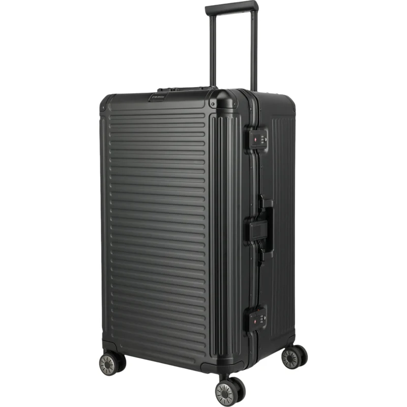 Travelite Next 4-Rollen-Koffer Trunk L aus Aluminium 76 cm -Schwarz