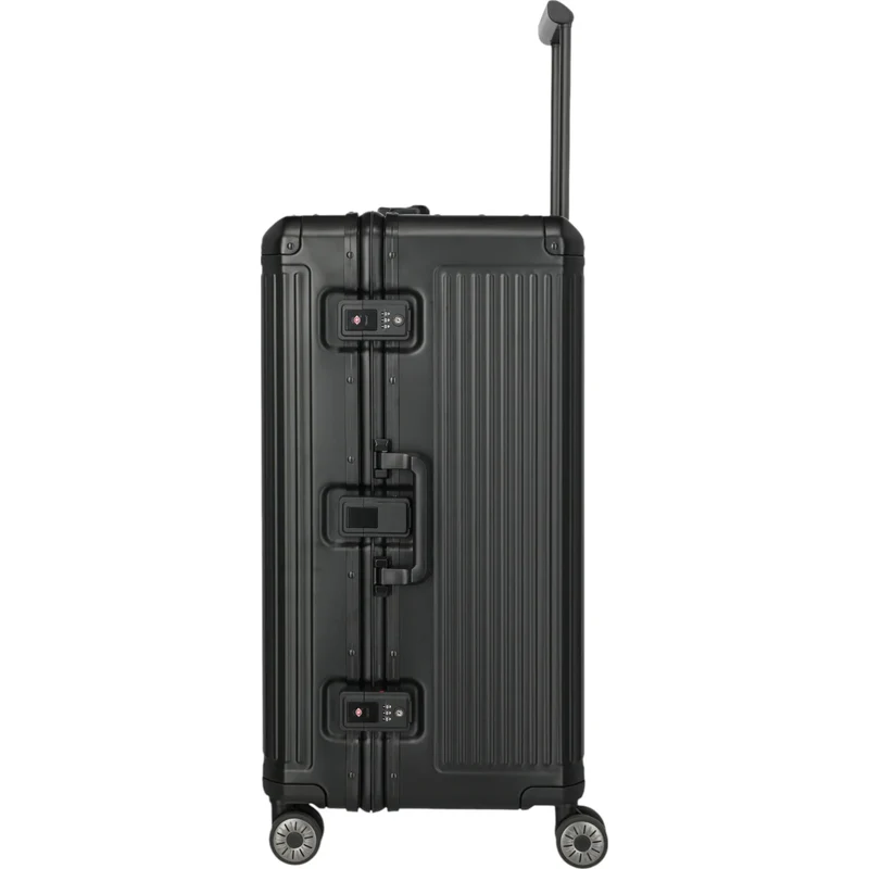 Travelite Next 4-Rollen-Koffer Trunk L aus Aluminium 76 cm -Schwarz