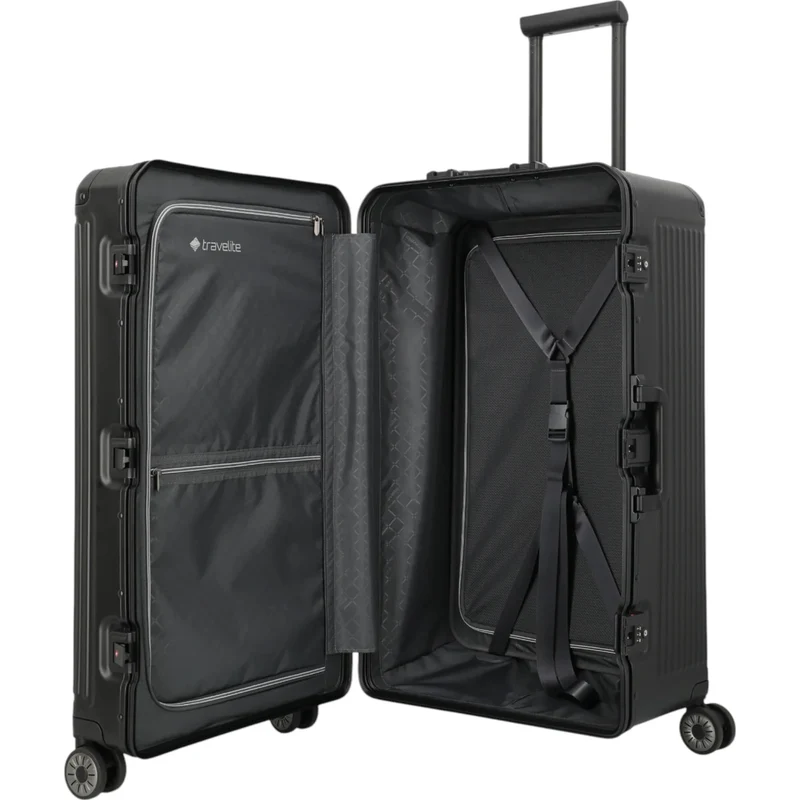 Travelite Next 4-Rollen-Koffer Trunk L aus Aluminium 76 cm -Schwarz