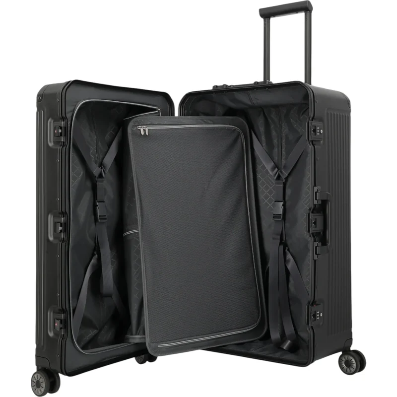 Travelite Next 4-Rollen-Koffer Trunk L aus Aluminium 76 cm -Schwarz