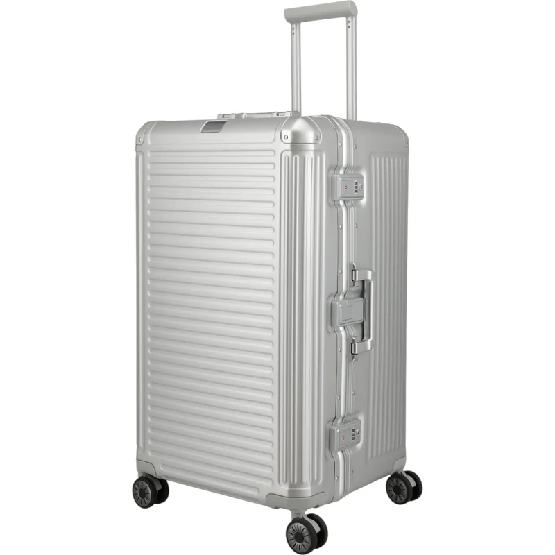 Travelite Next 4-Rollen-Koffer Trunk L aus Aluminium 76 cm -Silber