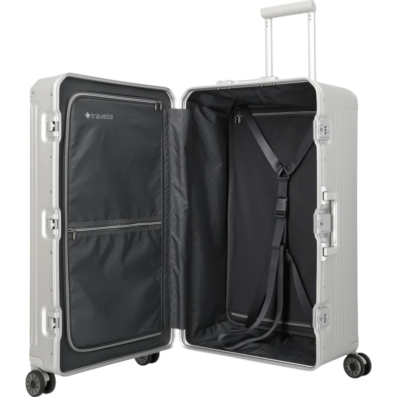 Travelite Next 4-Rollen-Koffer Trunk L aus Aluminium 76 cm -Silber