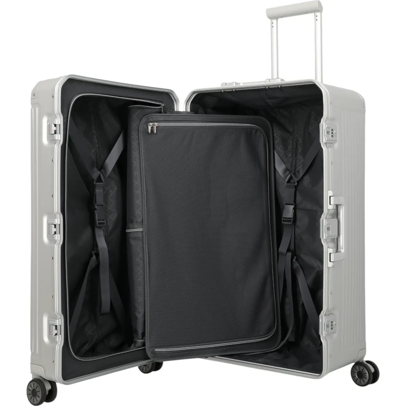 Travelite Next 4-Rollen-Koffer Trunk L aus Aluminium 76 cm -Silber