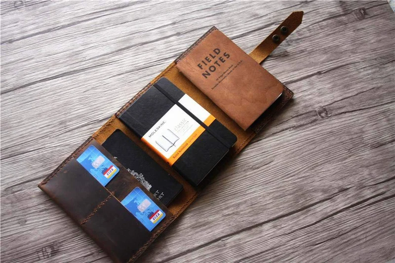 Monogrammed Full-Grain Leather Passport Cover Wallet