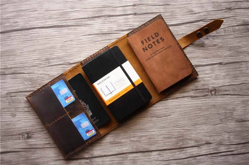 Monogrammed Full-Grain Leather Passport Cover Wallet