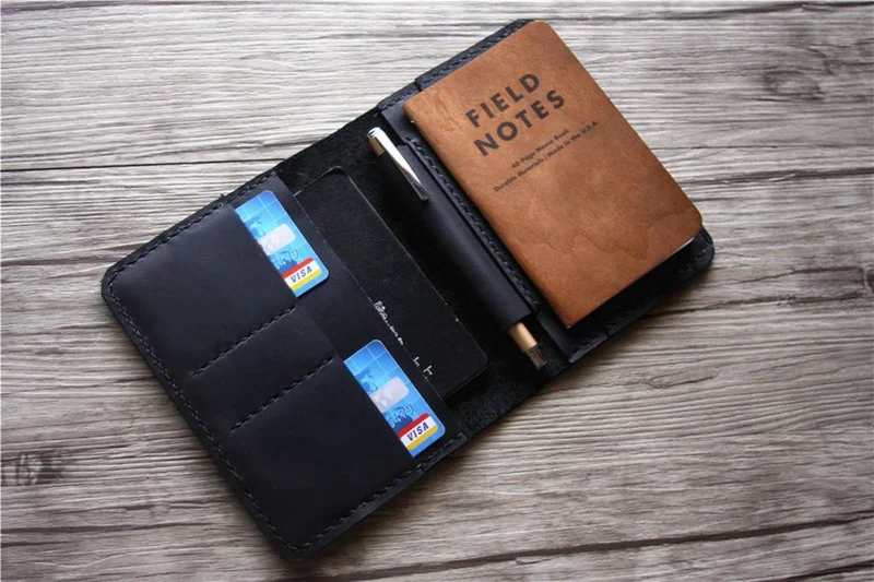Personalized Black Leather Passport Cover Wallet for Men
