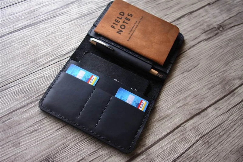 Personalized Black Leather Passport Cover Wallet for Men