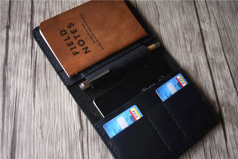Personalized Black Leather Passport Cover Wallet for Men