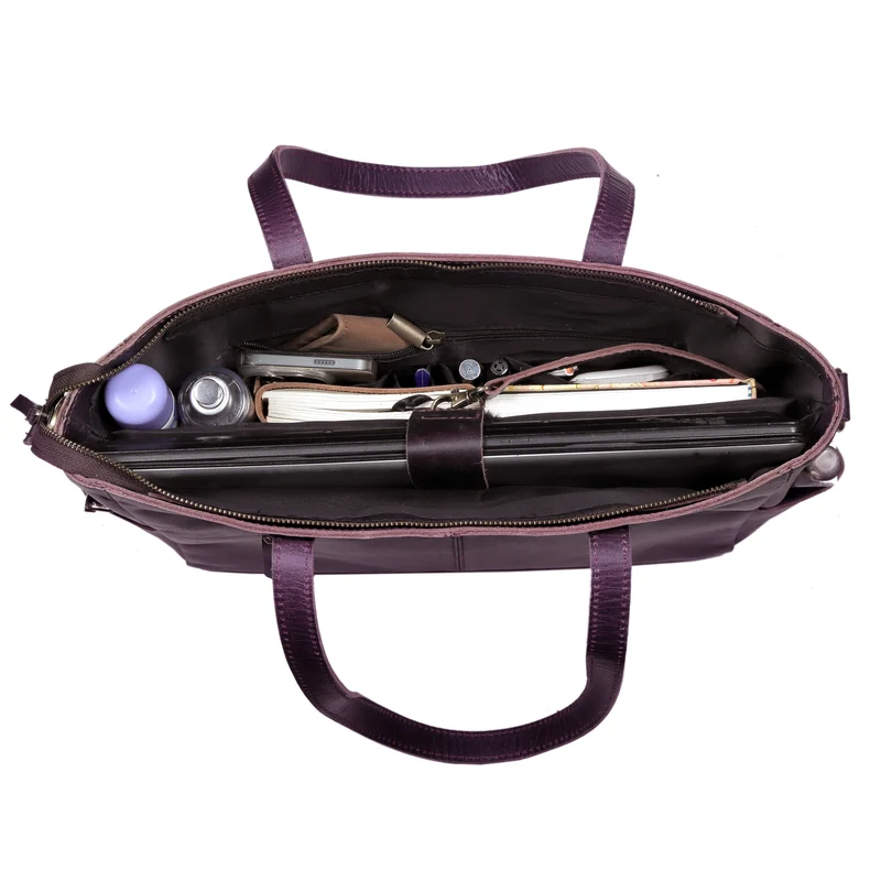 Portland Buffalo Leather Almost Perfect Tote Bag - purple
