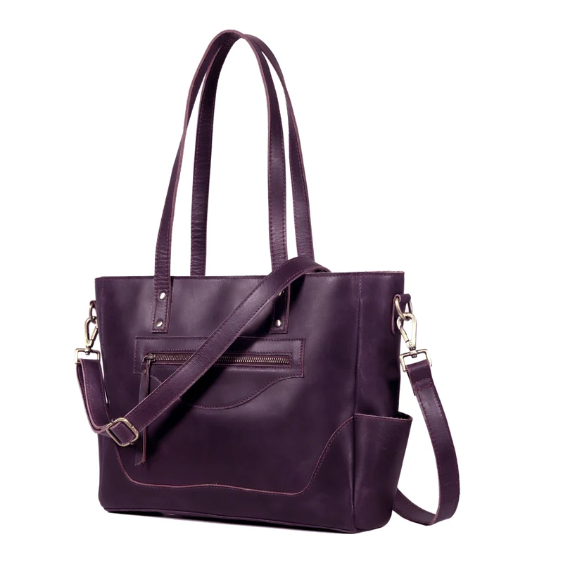 Portland Buffalo Leather Almost Perfect Tote Bag - purple