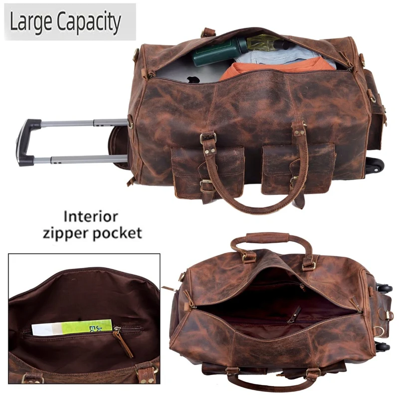 WHEELY LEATHER DUFFLE COMBO SET