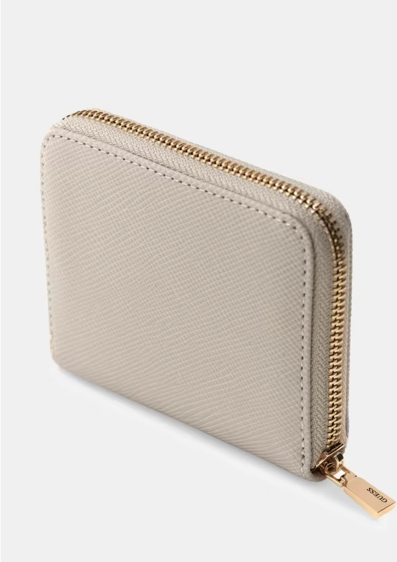 Guess Laurel Mini-Portemonnaie in Saffian-Optik – Beige
