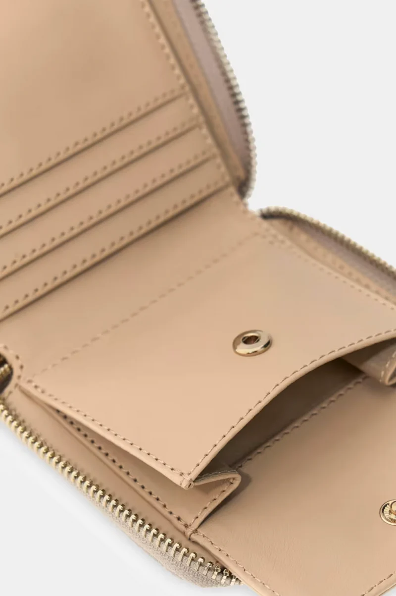 Guess Laurel Mini-Portemonnaie in Saffian-Optik – Beige