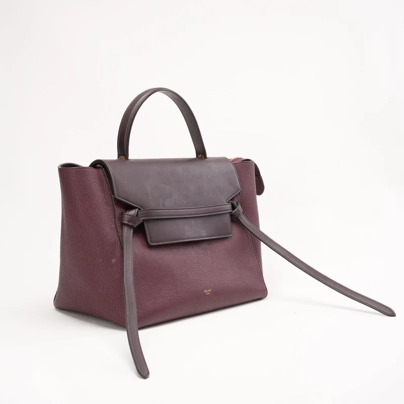 Celine Bi-Color Mini Belt Bag in Burgundy and Dark Brown Flap 2019