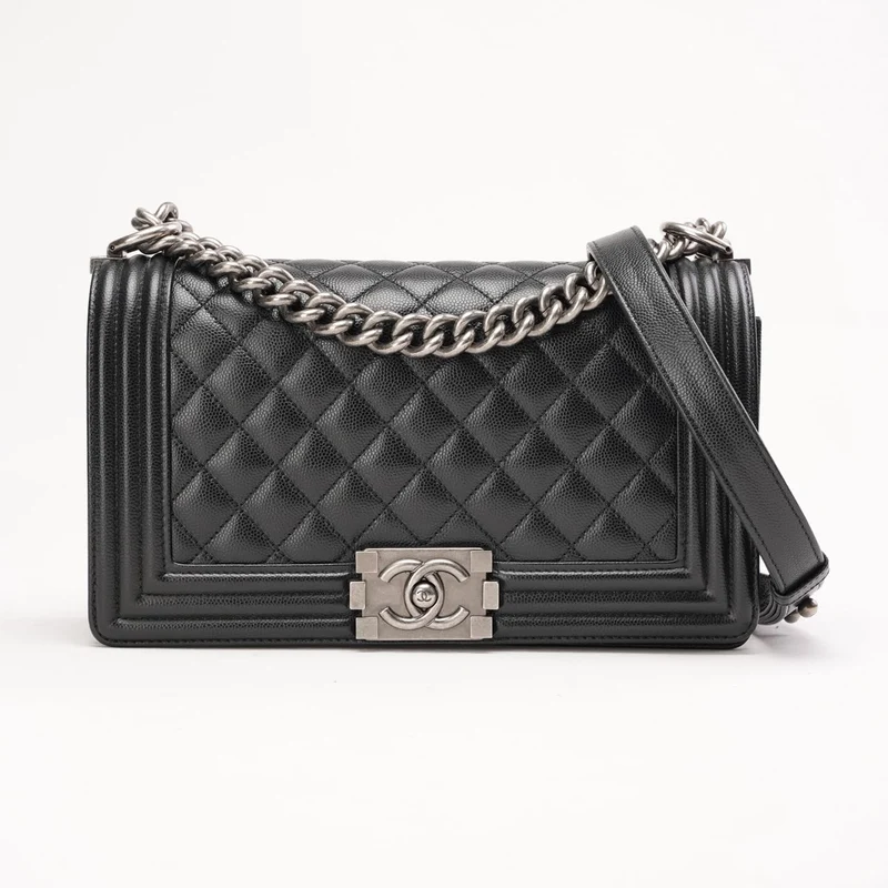 Chanel Black Caviar Quilted Medium Boy Flap Caviar 2019